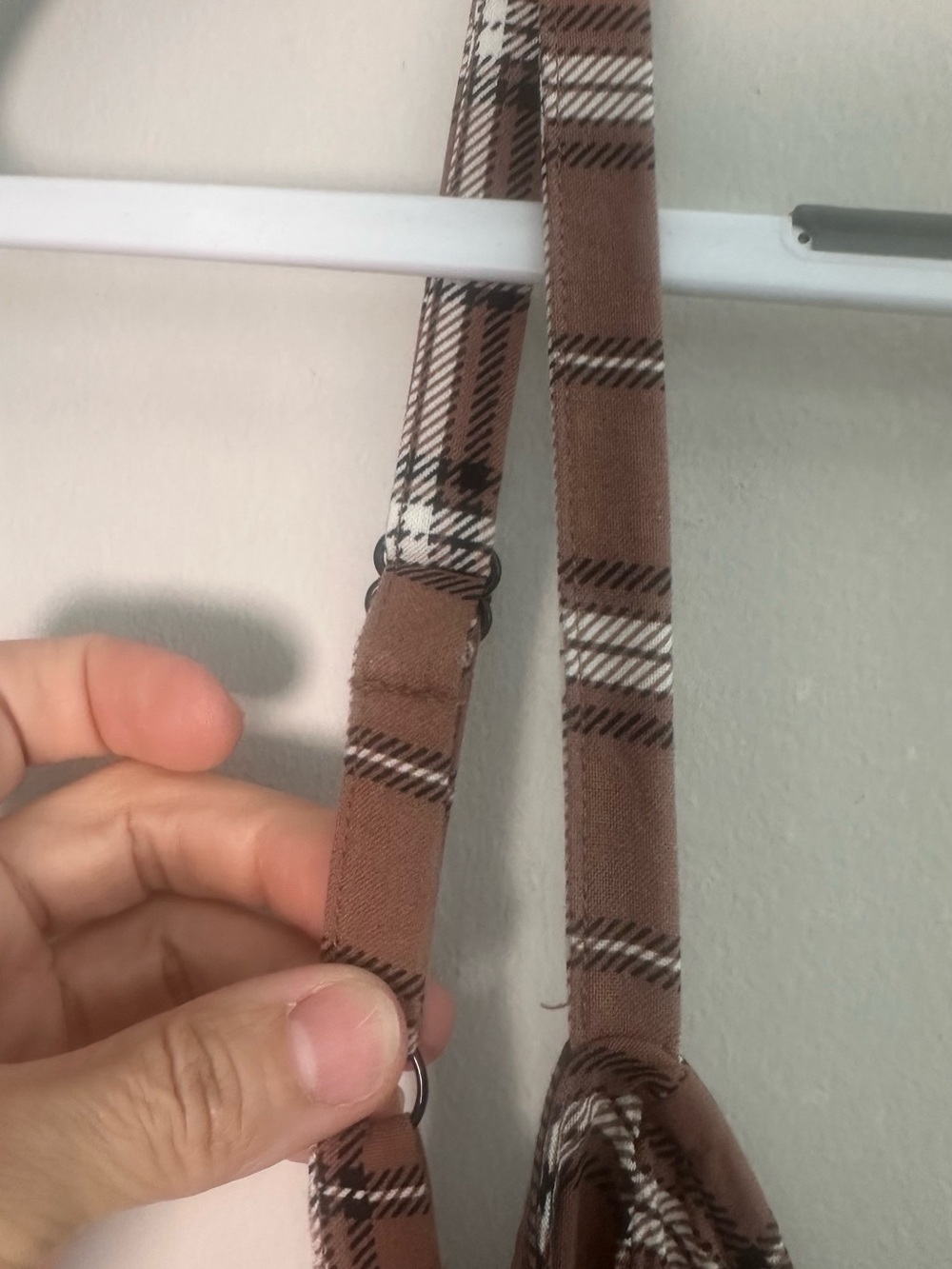Y2K Plaid Skater Dress sz M Brown Grunge Fairycore Zip Front Pinafore Mini Dress - Picture 4 of 9